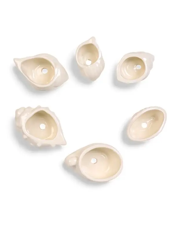 Декоративный горшок для цветов &laquo;Ракушка&raquo;, керамический, белый, набор 6 шт.