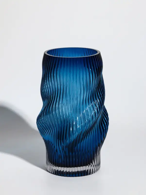 Ваза стекло настольная  Ваза стекло настольная "Ванесса" волны, 24х12 см, синий