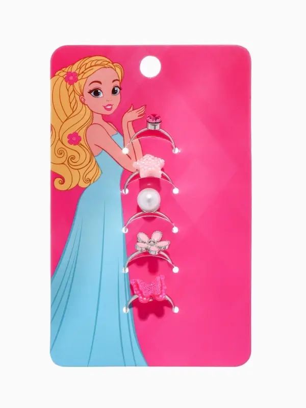 Набор детских колец &laquo;Выбражулька. Красота&raquo;, 5 шт. розовый, безразмерные