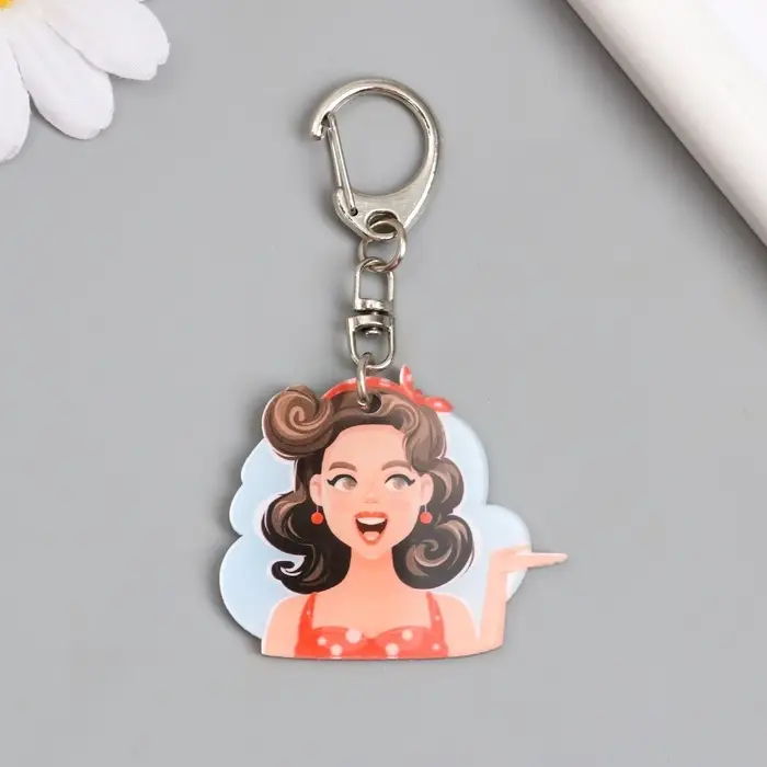 Брелок для ключей на кольце &laquo;Девушка пин ап&raquo;, акрил, 3.9&times;4.5 см