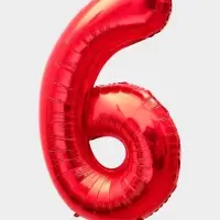 Воздушный шар фольгированный 40" &laquo;Цифра 6&raquo;, красный