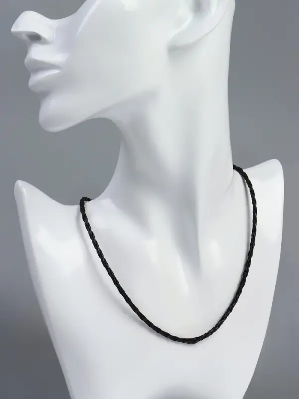 Шнурок кожаный d=3 мм, 45 см, чёрный в золоте, косичка Шнурок кожаный d=3 мм, 45 см, чёрный в золоте, косичка