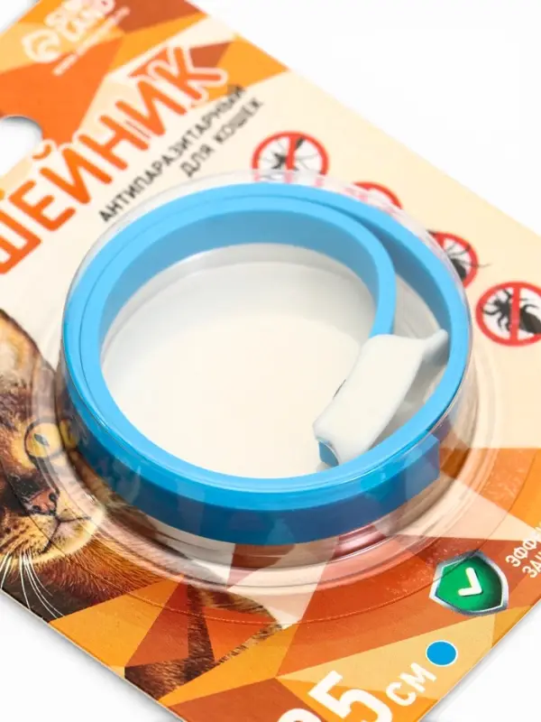 Биоошейник от паразитов для кошек &laquo;ПИЖОН&raquo;, от блох и клещей, 35 см, синий