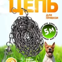 Цепь для привязи собак, 5 м, калибр 3&times;21 мм, черная