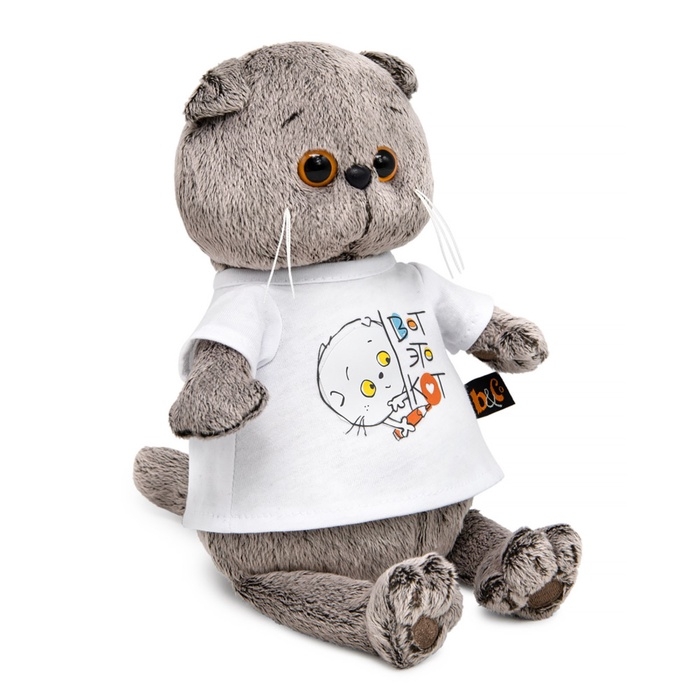 Мягкая игрушка «Кот Басик в футболке с принтом», 19 см Мягкая игрушка «Кот Басик в футболке с принтом», 19 см