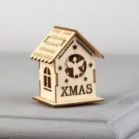 Ёлочная игрушка &laquo;Домик с ангелом&raquo;, 6&times;4.5&times;4.5 см, от батареек, свечение тёплое белое