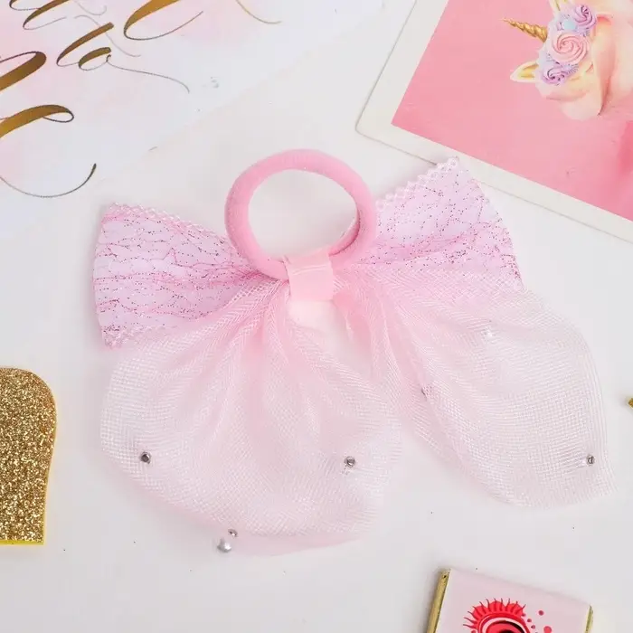 Бант для волос на резинке &laquo;Бантик Лили воздушный&raquo;, 8&times;7 см, розовый