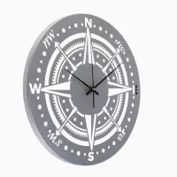 Часы настенные интерьерные &laquo;Компас&raquo;, бесшумные, плавный ход, d=40 см, металл, серебристые