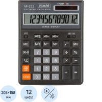 Калькулятор настольный ПОЛН/Р Attache AF-222, 12раз, дв.пит,203x158мм, черн
