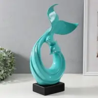 Фигурка керамика &laquo;Абстракция. Морские дельфины&raquo;, бирюзовый, 9&times;18&times;40 см