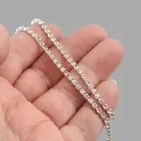 Цепь со стразами, металл, стекло, 2.5 мм, 9&plusmn;1 м, цвет серебряный