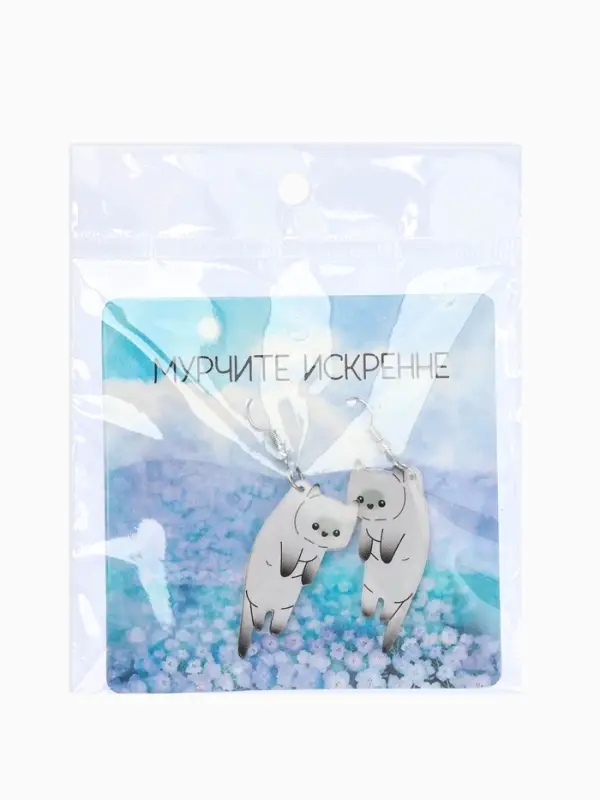 Серьги акриловые &laquo;Котики&raquo;, бело-серые