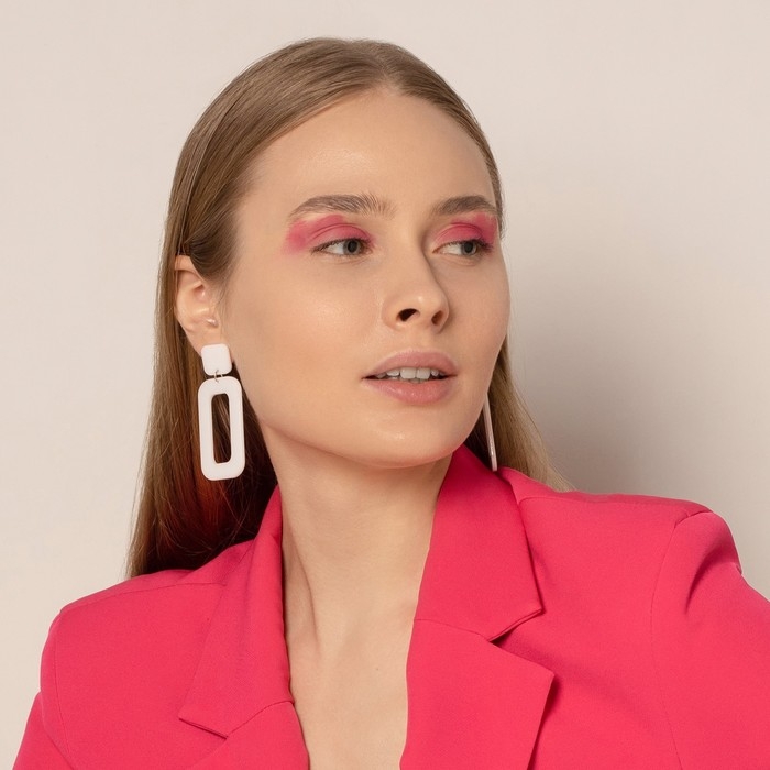 Серьги пластик «Вивьен» прямоугольник, цвет белый Серьги пластик «Вивьен» прямоугольник, цвет белый