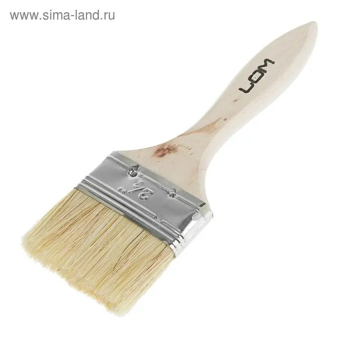 Кисть плоская ЛОМ, натуральная щетина, деревянная рукоятка, 2.5 Кисть плоская ЛОМ, натуральная щетина, деревянная рукоятка, 2.5", 63 мм
