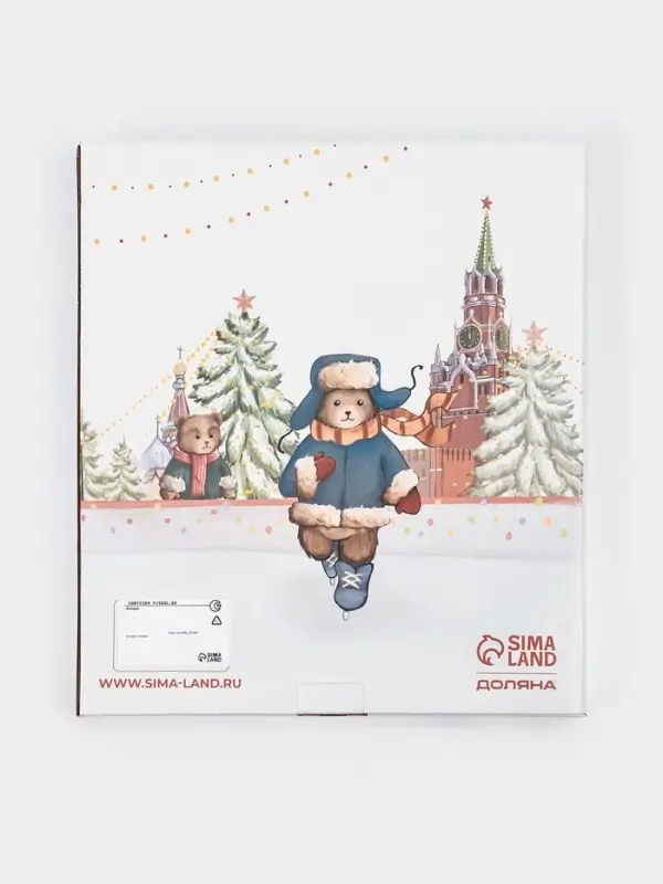 Блюдо сервировочное новогоднее Доляна &laquo;Московский мишка&raquo;, 24.5&times;24.7&times;2 см, стекло, белое