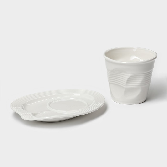 Чайная пара фарфоровая Magistro «Бланш», 2 предмета: чашка 300 мл, блюдце, цвет белый Чайная пара фарфоровая Magistro «Бланш», 2 предмета: чашка 300 мл, блюдце, цвет белый