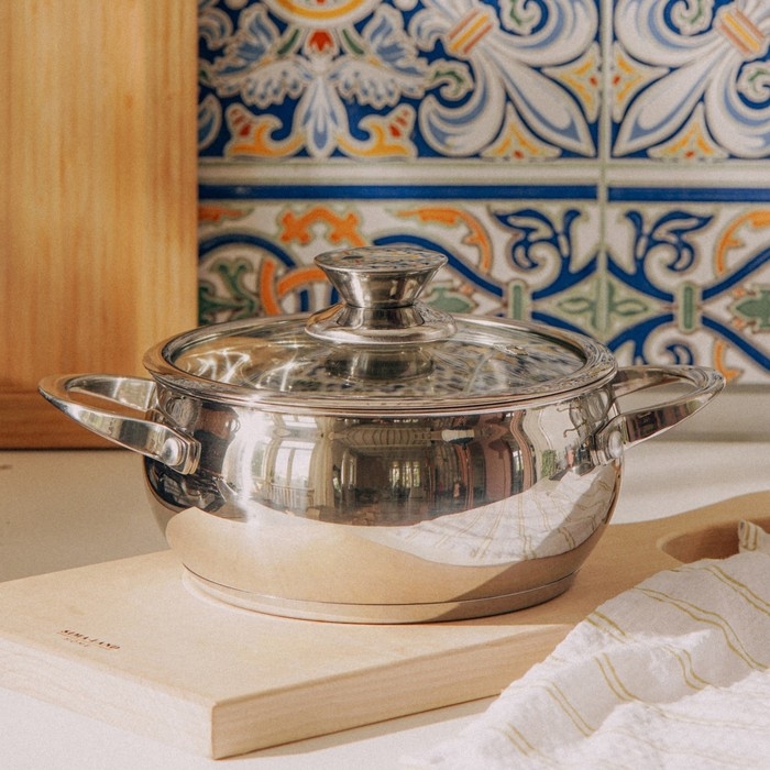 Кастрюля из нержавеющей стали SL Home «Олла», 2 л,d=18 см, h=9 см,с крышкой, капсульное дно, индукция Кастрюля из нержавеющей стали SL Home «Олла», 2 л,d=18 см, h=9 см,с крышкой, капсульное дно, индукция