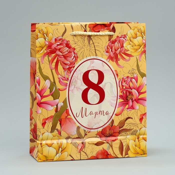 Пакет подарочный ламинированный, упаковка, «8 марта», ML 21 х 25 х 8 см Пакет подарочный ламинированный, упаковка, «8 марта», ML 21 х 25 х 8 см