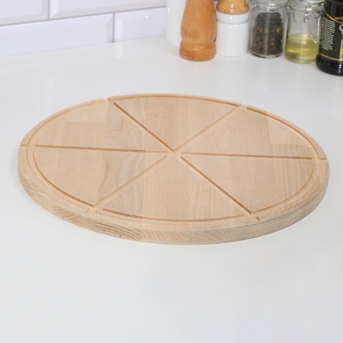 Доска деревянная с желобом Доска деревянная с желобом "Для пиццы" на 6 кусков 32х32х1,8 см береза