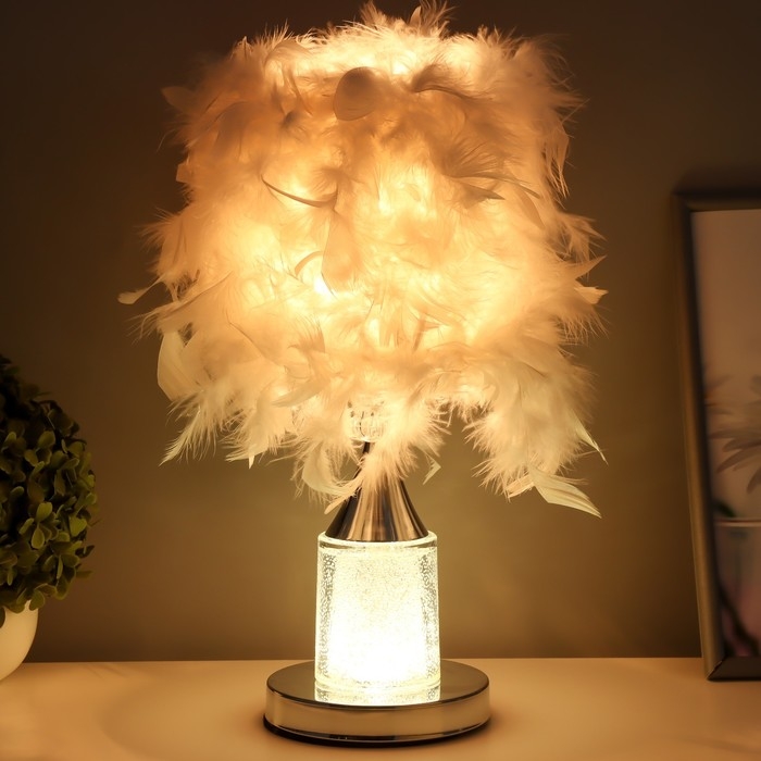 Настольная лампа с подсветкой Настольная лампа с подсветкой "Гламур" E27 40Вт хром 26х26х37см RISALUX