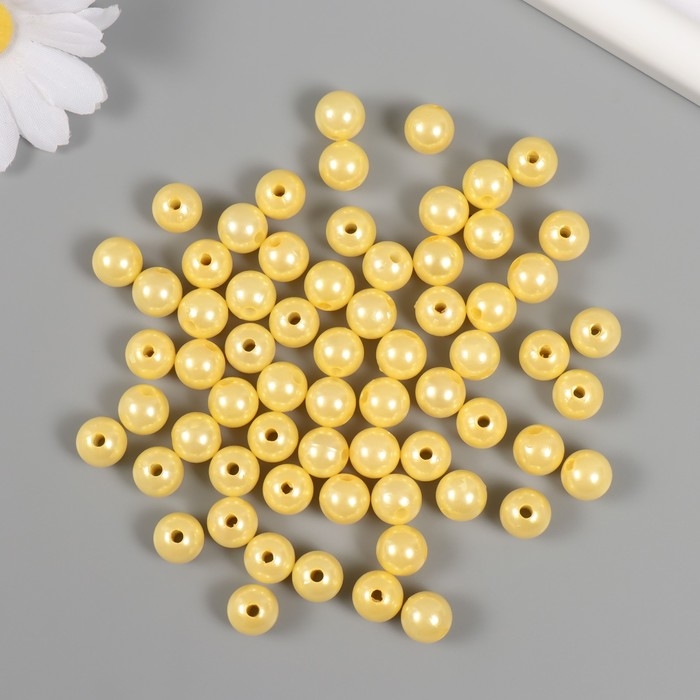 Набор бусин Набор бусин "Жемчуг" d 10 мм, 250 гр, светло-жёлтый