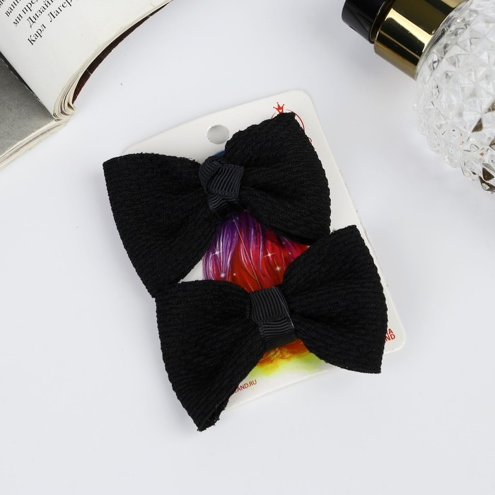 Зажим для волос  Зажим для волос "Школьница" (набор 2 шт) текстура, 6 см, чёрный