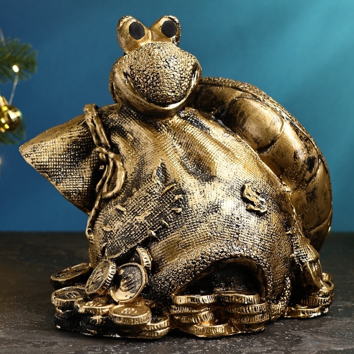 Копилка Копилка "Змея с мешком " черное золото, 25х27х23см