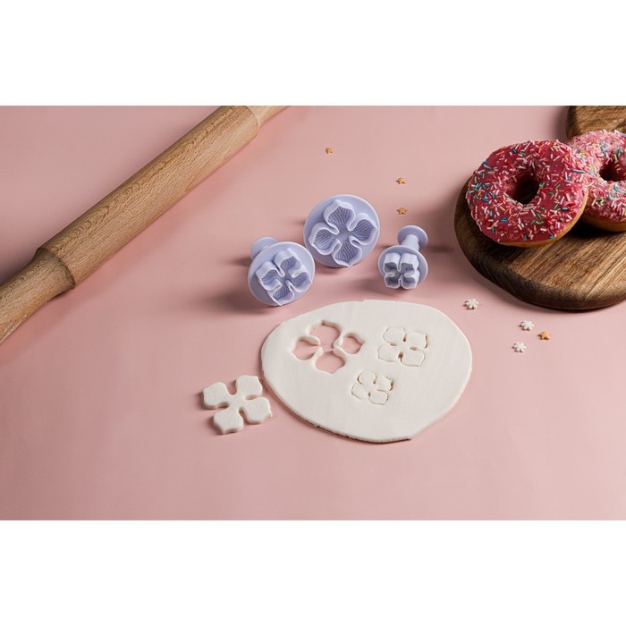 Набор плунжеров кондитерских Доляна «Клевер», 3 шт, d=4,8/3,7/2,7 см Набор плунжеров кондитерских Доляна «Клевер», 3 шт, d=4,8/3,7/2,7 см