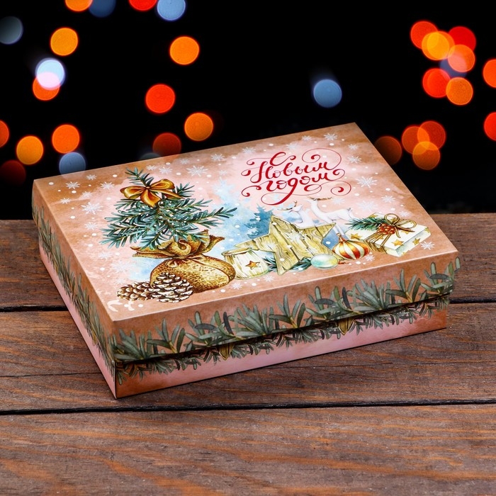 Подарочная коробка сборная Подарочная коробка сборная "Мешочек с елкой", 21 х 15 х 5,7 см