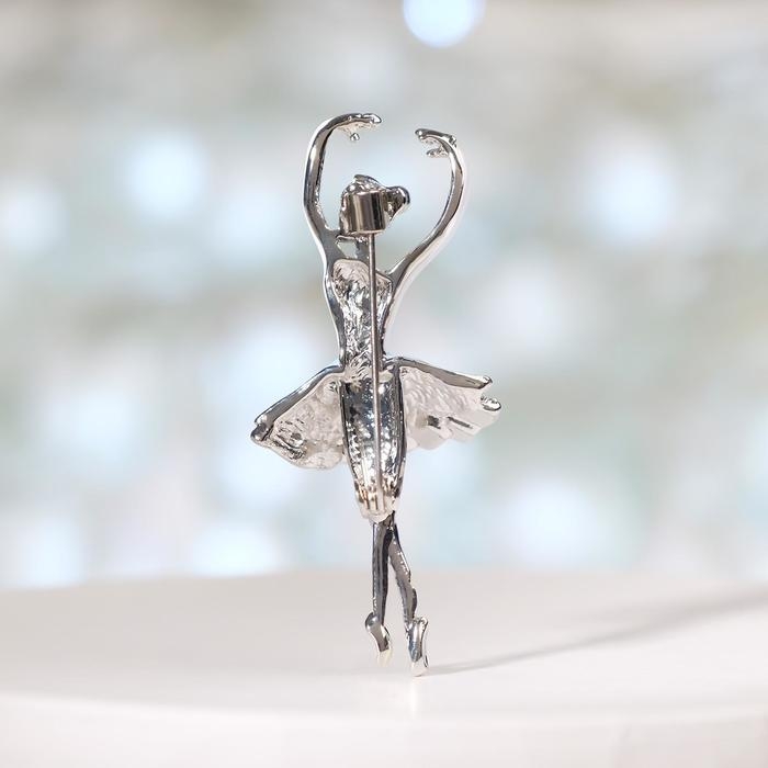 Брошь «Балерина», цвет бело-голубой в серебре Брошь «Балерина», цвет бело-голубой в серебре