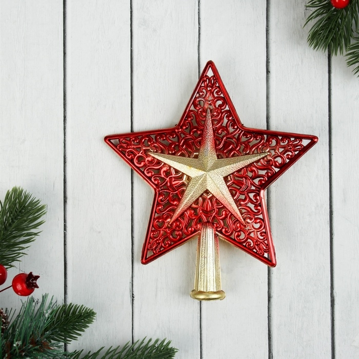 Наконечник Наконечник "Звезда двойная узорчатая" 16х14 см, золотисто-красный