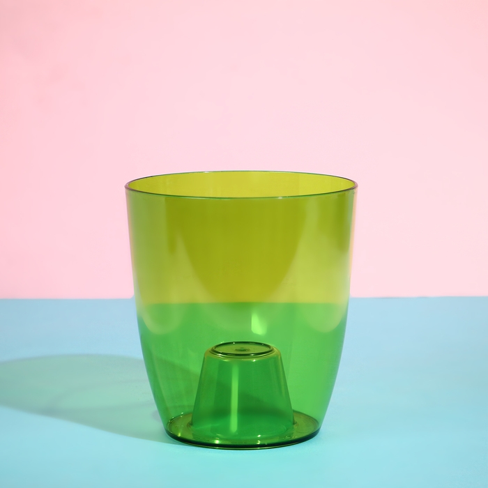 Горшок для орхидей, 2 л, 14,8 &times; 16,2 см, круглый, пластик, прозрачно-зелёный