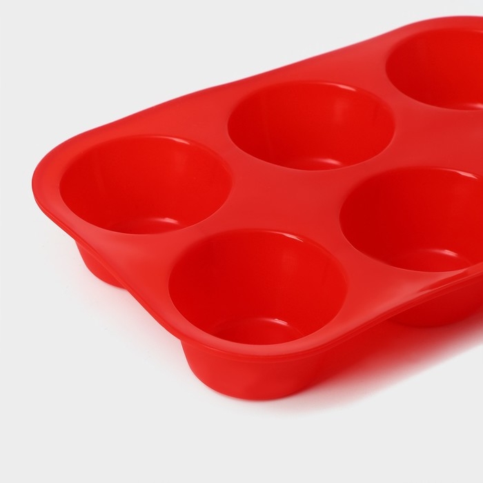 Форма для выпечки Доляна «Фигуры. Круг», силикон, 21,5×14,5 см, 6 ячеек (5,7×5,7×3 см), цвет МИКС Форма для выпечки Доляна «Фигуры. Круг», силикон, 21,5×14,5 см, 6 ячеек (5,7×5,7×3 см), цвет МИКС