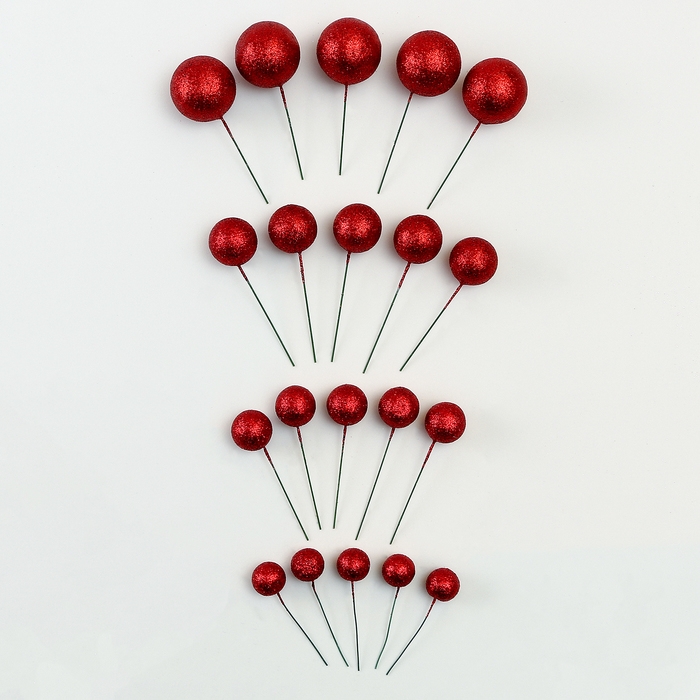 Набор топперов «Бусины», набор 20 шт., цвет красный Набор топперов «Бусины», набор 20 шт., цвет красный