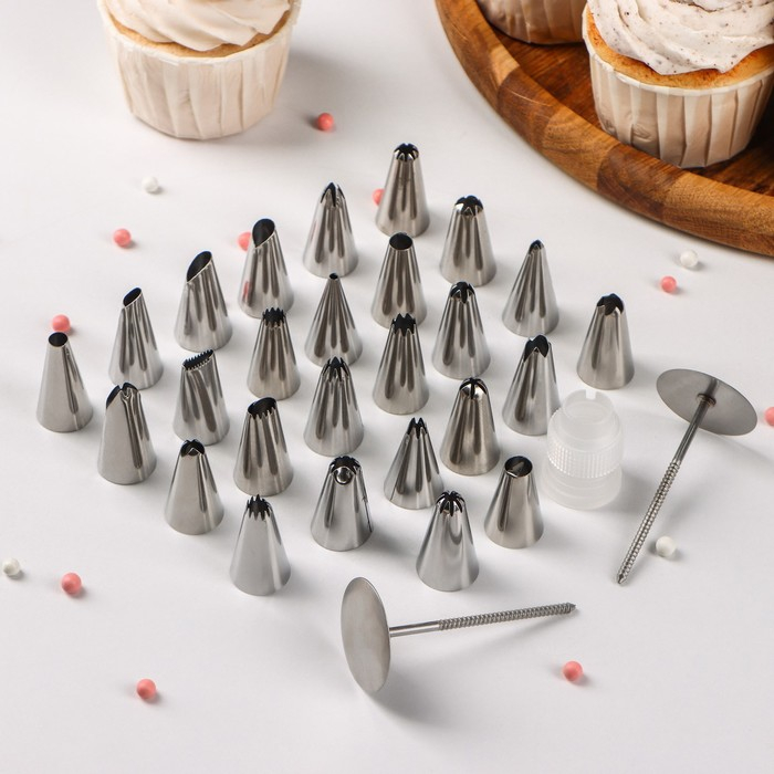 Набор кондитерский: насадки 26 шт, d=1,7 см, адаптер, кондитерский гвоздь, в кейсе Набор кондитерский: насадки 26 шт, d=1,7 см, адаптер, кондитерский гвоздь, в кейсе