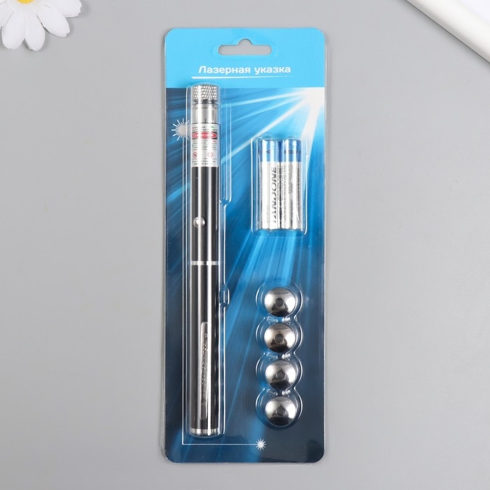 Указка лазерная 4 + 1 насадки от 2 х ААА 7,7х21 см Указка лазерная 4 + 1 насадки от 2 х ААА 7,7х21 см