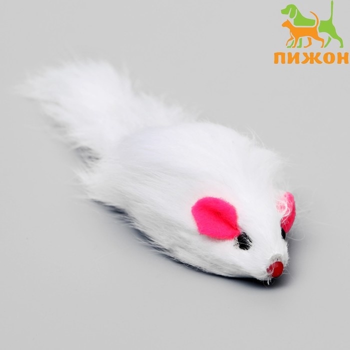 Мышь из натурального меха, 5 см, белая Мышь из натурального меха, 5 см, белая