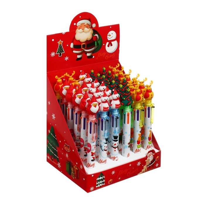 Новый год. Ручка шариковая автоматическая Новый год. Ручка шариковая автоматическая "Новый год", Calligrata, 6 цветов, МИКС