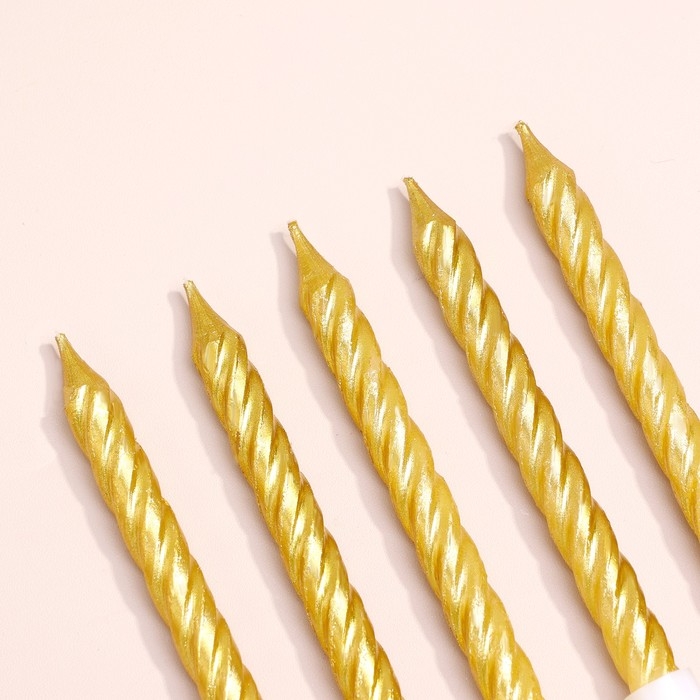 Свечи в торт с подставками, золотые, средние, набор 6 шт, 8 см Свечи в торт с подставками, золотые, средние, набор 6 шт, 8 см