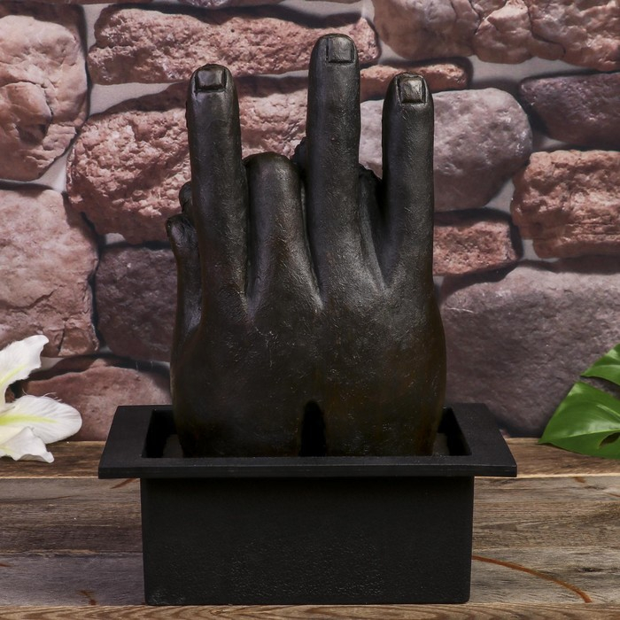 Фонтан настольный от сети, подсветка Фонтан настольный от сети, подсветка "Будда и рука" 35х20х25 см