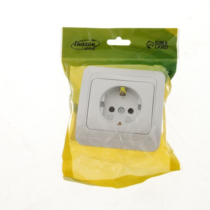 Розетка одноместная Luazon Lighting  Розетка одноместная Luazon Lighting "Орион", 16 А, скрытая, с з/к, серебристая