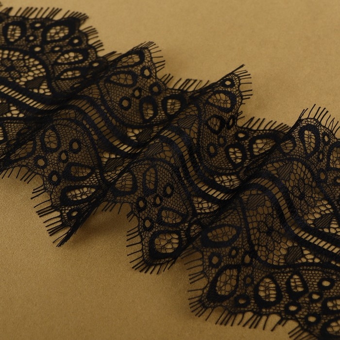 Кружево реснички, 130 мм × 9 ± 0,5 м, в бобине 3 шт по 3 м, цвет чёрный Кружево реснички, 130 мм × 9 ± 0,5 м, в бобине 3 шт по 3 м, цвет чёрный