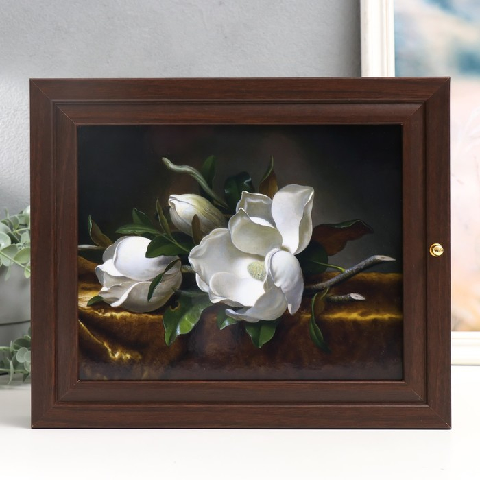 Ключница Ключница "Белые цветы" венге 26х31 см МИКС