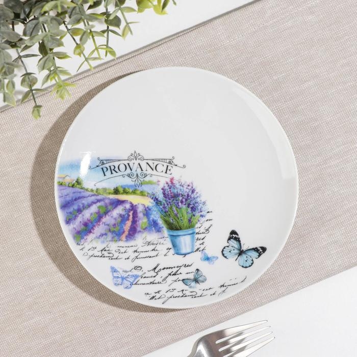 Тарелка фарфоровая «Прованс», d=17,5 см, рисунок микс, цвет белый