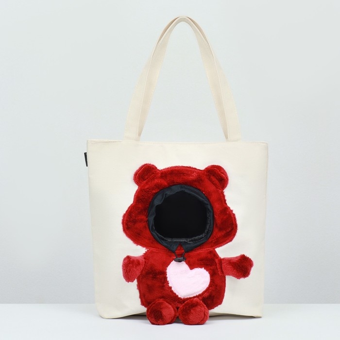 Сумка-переноска для животных с окном  Сумка-переноска для животных с окном "Медведь", 35  х 31 х 8 см,  белая