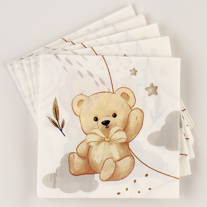 Салфетки бумажные 25*25см Салфетки бумажные 25*25см "Мишка" (набор 20 шт)