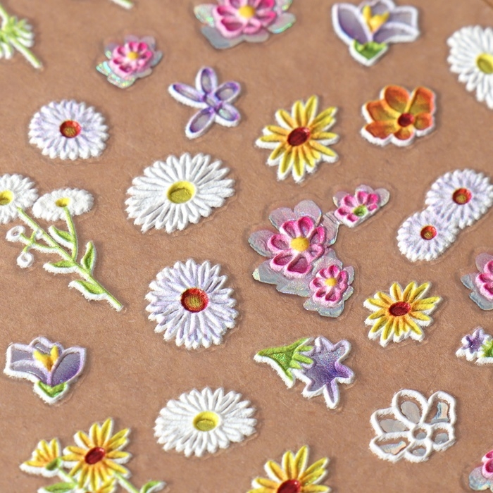 Наклейки для ногтей «На поле», объёмные, разноцветные Наклейки для ногтей «На поле», объёмные, разноцветные