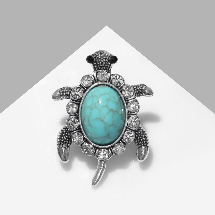 Брошь «Черепашка» панцирь под бирюзу, цвет голубой в чернёном серебре Брошь «Черепашка» панцирь под бирюзу, цвет голубой в чернёном серебре