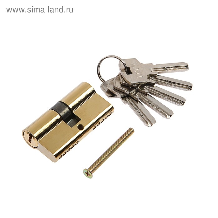 Цилиндровый механизм, 60 мм, перфор. ключ, 5 ключей, цвет золото Цилиндровый механизм, 60 мм, перфор. ключ, 5 ключей, цвет золото