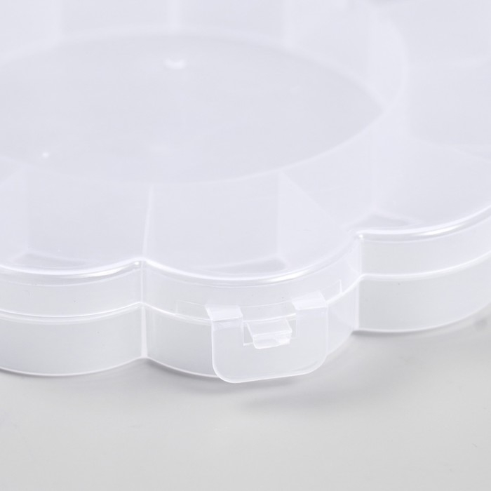 Шкатулка пластик для мелочей Шкатулка пластик для мелочей "Цветок" прозрачная 13 отделений 15,5х15,5х2,5 см